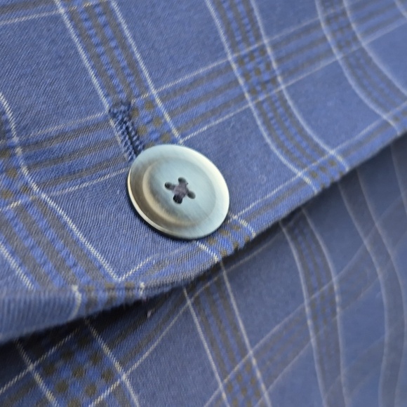 BEN SHERMAN Dark Blue Plaid Polyester Blend Mens Sz 42 R Sport Coat Blazer - Picture 4 of 6